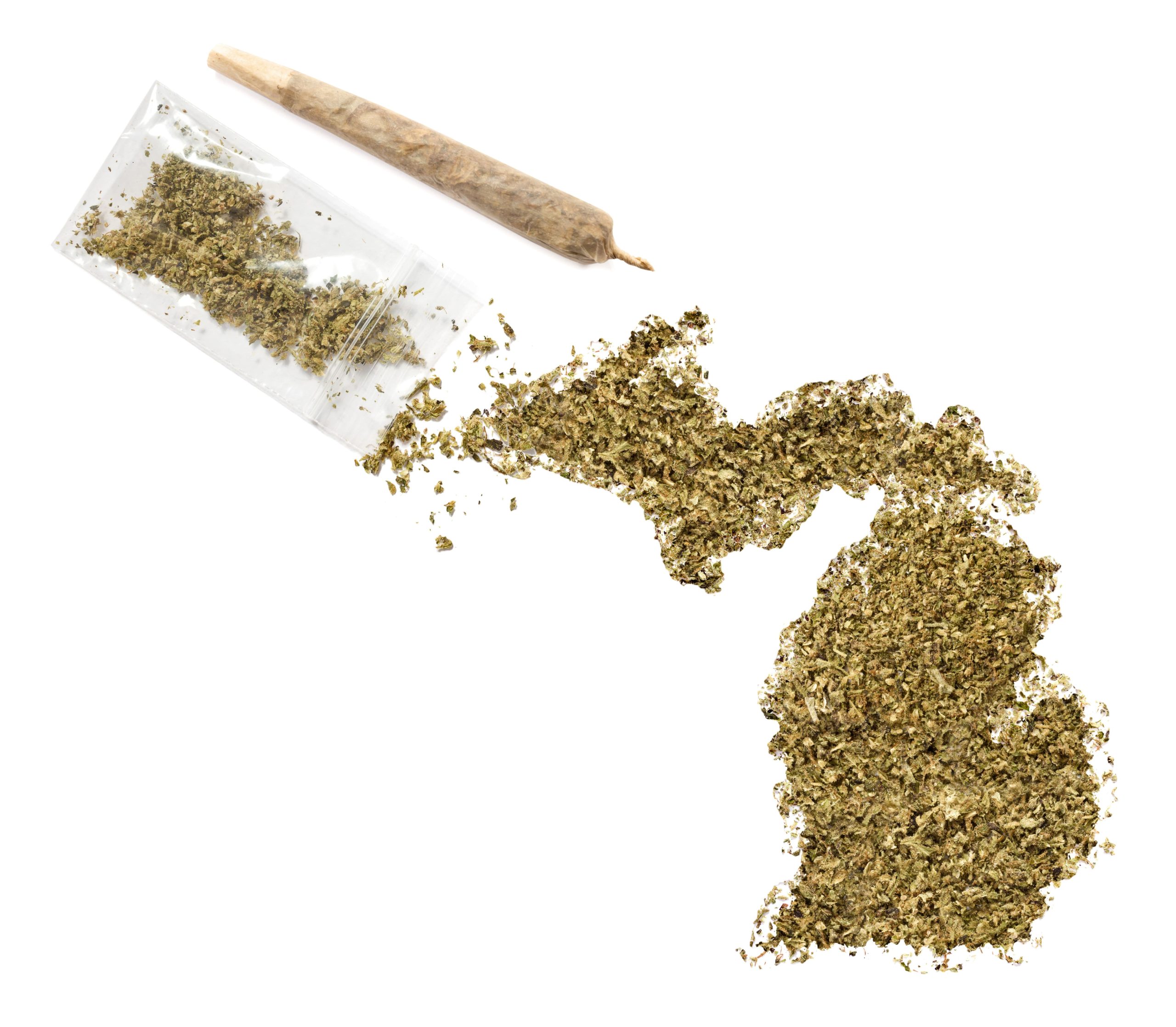 ground weed shaped into the state of michigan